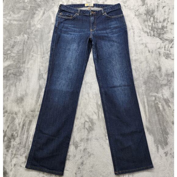 Carhartt Jeans Womens 12 TALL Blue Dark Wash Original Fit Straight Leg Stretch - Picture 1 of 16